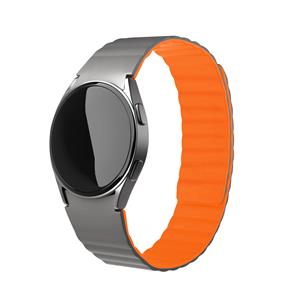 Strap-it Samsung Galaxy Watch 4 Classic 46mm magnetisch siliconen bandje (grijs/oranje)