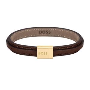 Hugo Boss BOSS GROVER Donkerbruine Lederen Armband 19 cm