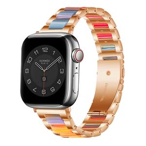 Strap-it Apple Watch stalen resin bandje (rosé goud/kleurrijk)