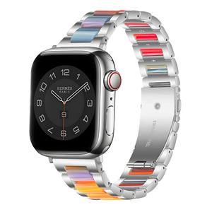 Strap-it Apple Watch stalen resin bandje (zilver/kleurrijk)