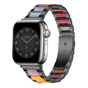 Strap-it Apple Watch stalen resin bandje (zwart/kleurrijk)