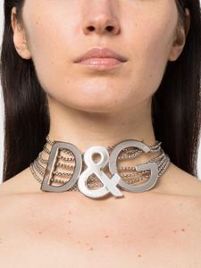 Dolce & Gabbana Halsketting met logoplakkaat - Zilver