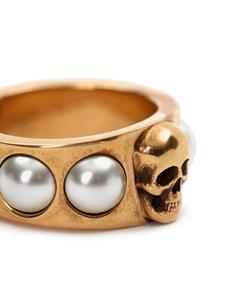 Alexander McQueen Ring verfraaid met parel - Goud