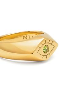 Nialaya Jewelry Zegelring met gegraveerd oog - Goud