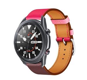 Strap-it Samsung Galaxy Watch 3 leren bandje 45mm (knalroze/roodbruin)