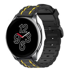 Strap-it OnePlus Watch sport gesp band (zwart/geel)