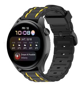 Strap-it Huawei Watch 3 (Pro) sport gesp band (zwart/geel)