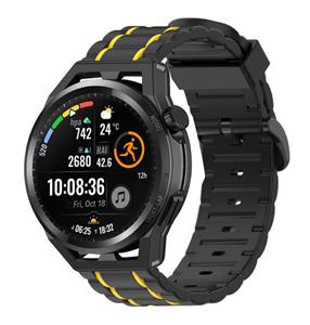 Strap-it Huawei Watch GT Runner sport gesp band (zwart/geel)