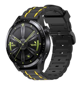 Strap-it Huawei Watch GT 3 46mm sport gesp band (zwart/geel)