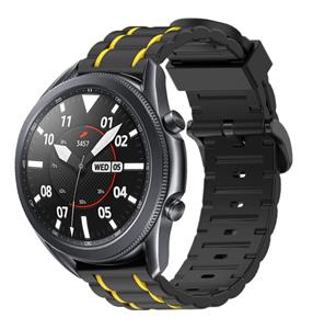 Strap-it Samsung Galaxy Watch 3 45mm sport gesp band (zwart/geel)
