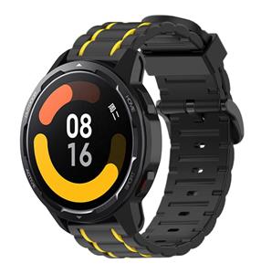 Strap-it Xiaomi Watch S1 sport gesp band (zwart/geel)