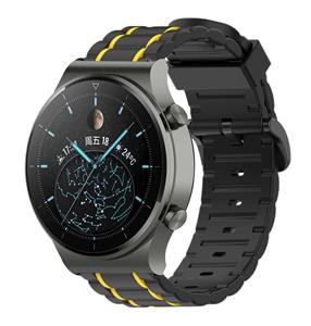 Strap-it Huawei Watch GT 2 Pro sport gesp band (zwart/geel)
