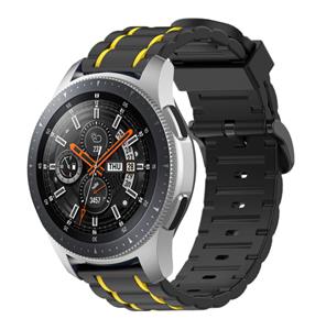 Strap-it Samsung Galaxy Watch 46mm sport gesp band (zwart/geel)