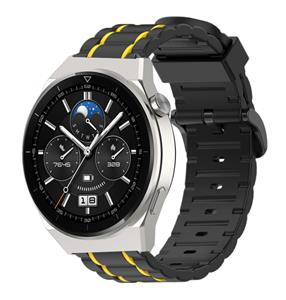 Strap-it Huawei Watch GT 3 Pro 46mm sport gesp band (zwart/geel)