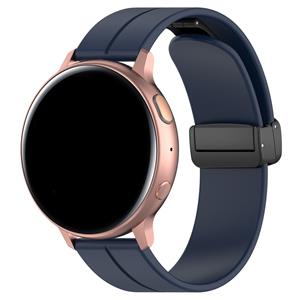 Strap-it Samsung Galaxy Watch Active D-buckle siliconen bandje (donkerblauw)