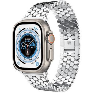 Strap-it Apple Watch Ultra stalen vis band (zilver)