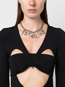 Alessandra Rich charm-detail bead necklace - Zilver