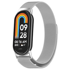 Strap-it Xiaomi Smart Band 8 Milanese band (zilver)
