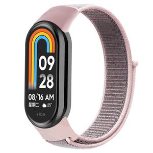 Strap-it Xiaomi Smart Band 8 nylon bandje (pink sand)