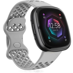 Strap-it Fitbit Sense 2 siliconen bandje met gaatjes (grijs)