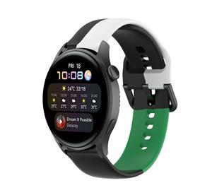 Strap-it Huawei Watch 3 (Pro) triple sport band (zwart-wit-groen)