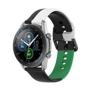 Strap-it Samsung Galaxy Watch 3 45mm triple sport band (zwart-wit-groen)