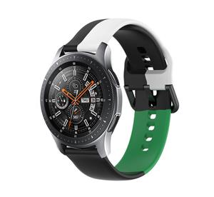 Strap-it Samsung Galaxy Watch 46mm triple sport band (zwart-wit-groen)