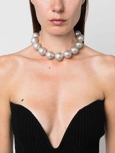 Alessandra Rich faux-pearl chain-link necklace - Wit