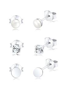 Elli Ohrring-Set Set Geo Perle Kristalle 925 Silber, Geo