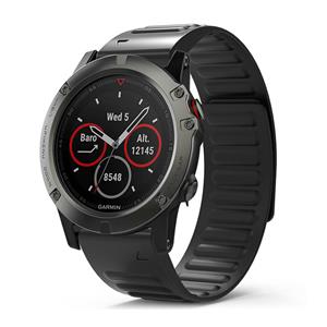 Strap-it Garmin Fenix 5 / 6 magnetisch siliconen bandje (zwart)