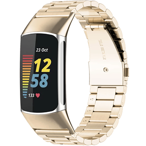 Strap-it Fitbit Charge 5 stalen band (champagne)