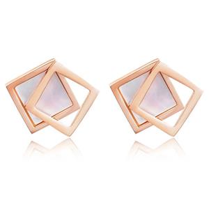 Cilla Jewels Dames oorknoppen Double Square Shell Rose Wit