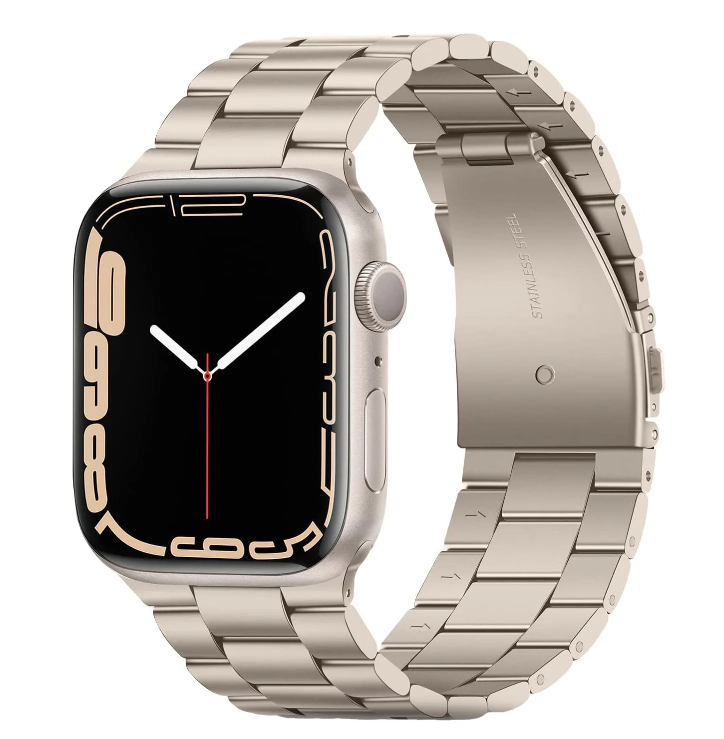 Strap-it Apple Watch stalen band (sterrenlicht)