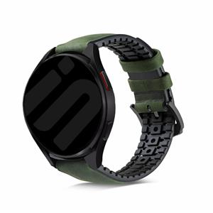 Strap-it Samsung Galaxy Watch 6 - 40mm siliconen / leren bandje (groen)