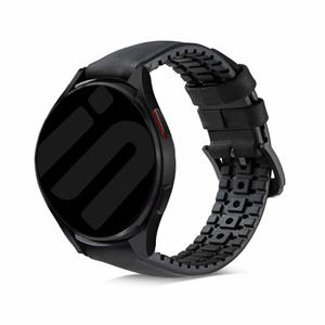 Strap-it Samsung Galaxy Watch 6 - 40mm siliconen / leren bandje  (zwart)