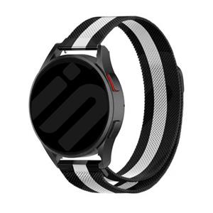 Strap-it Samsung Galaxy Watch 6 - 40mm Milanese band (zwart/wit)