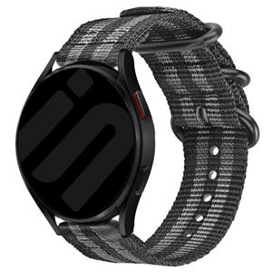 Strap-it Samsung Galaxy Watch 6 Classic 47mm nylon gesp band (zwart/grijs)