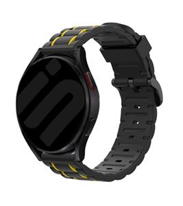 Strap-it Samsung Galaxy Watch 6 Classic 43mm sport gesp band (zwart/geel)