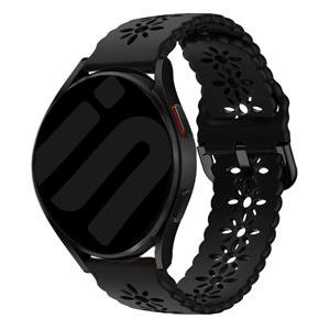 Strap-it Samsung Galaxy Watch 6 - 44mm siliconen bandje met patroon (zwart)