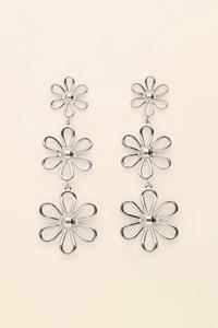 My jewellery Casa fiore oorhangers met drie bloemen outlines