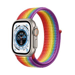 Strap-it Apple Watch Ultra nylon band (regenboog)