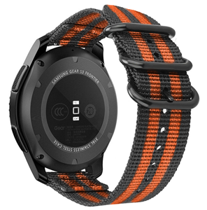 Strap-it Samsung Gear Sport nylon gesp band (zwart/oranje)