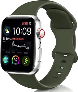 Strap-it Apple Watch 8 siliconen bandje (legergroen)