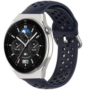 Strap-it Huawei Watch GT 3 Pro 46mm siliconen bandje met gaatjes (donkerblauw)