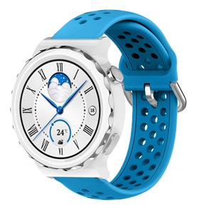 Strap-it Huawei Watch GT 3 Pro 43mm siliconen bandje met gaatjes (lichtblauw)