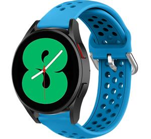 Strap-it Samsung Galaxy Watch 4 - 44mm siliconen bandje met gaatjes (lichtblauw)