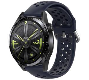 Strap-it Huawei Watch GT 3 46mm siliconen bandje met gaatjes (donkerblauw)