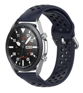 Strap-it Samsung Galaxy Watch 3 - 45mm siliconen bandje met gaatjes (donkerblauw)