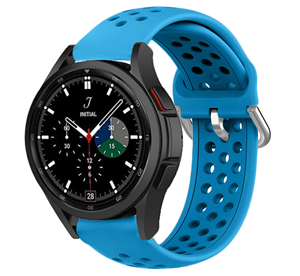 Strap-it Samsung Galaxy Watch 4 Classic 46mm siliconen bandje met gaatjes (Lichtblauw)