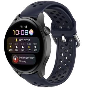 Strap-it Huawei Watch 3 (Pro) siliconen bandje met gaatjes (donkerblauw)